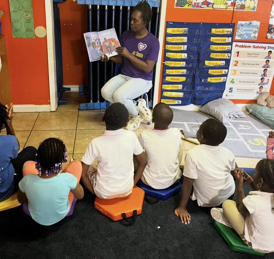Happy children learning together